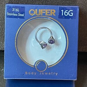 NIB Oufer bird talon and purple stone septum jewelry - 16G